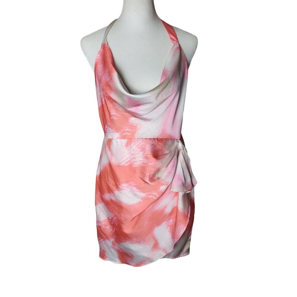 Musette Pink & Coral Tie-Dye Halter Mini Dress Fairycore Size Small